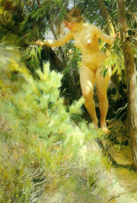 Anders Zorn naken under en gran France oil painting art